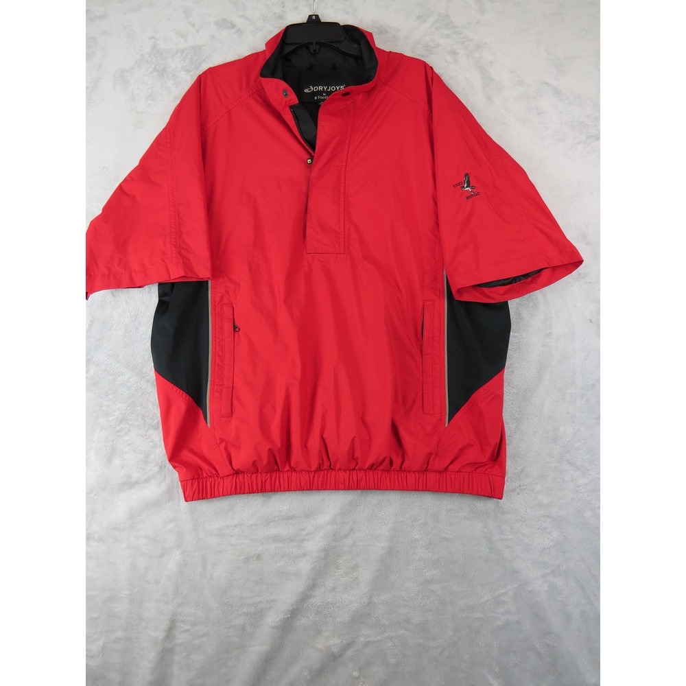 FootJoy DryJoys Golf Jacket Mens Large Red Short Sleeve Windbreaker Pullover‎ L